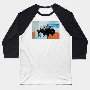 American Bison Stamp Art Painting Desert Baseball T-Shirt